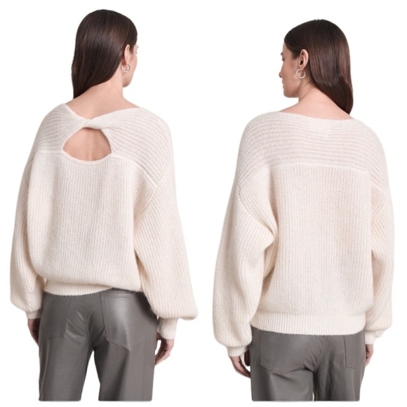 NEW ELEVEN SIX Emma Twist Detail Alpaca Blend Multi Wear Sweater Ivory - Picture 1 of 6
